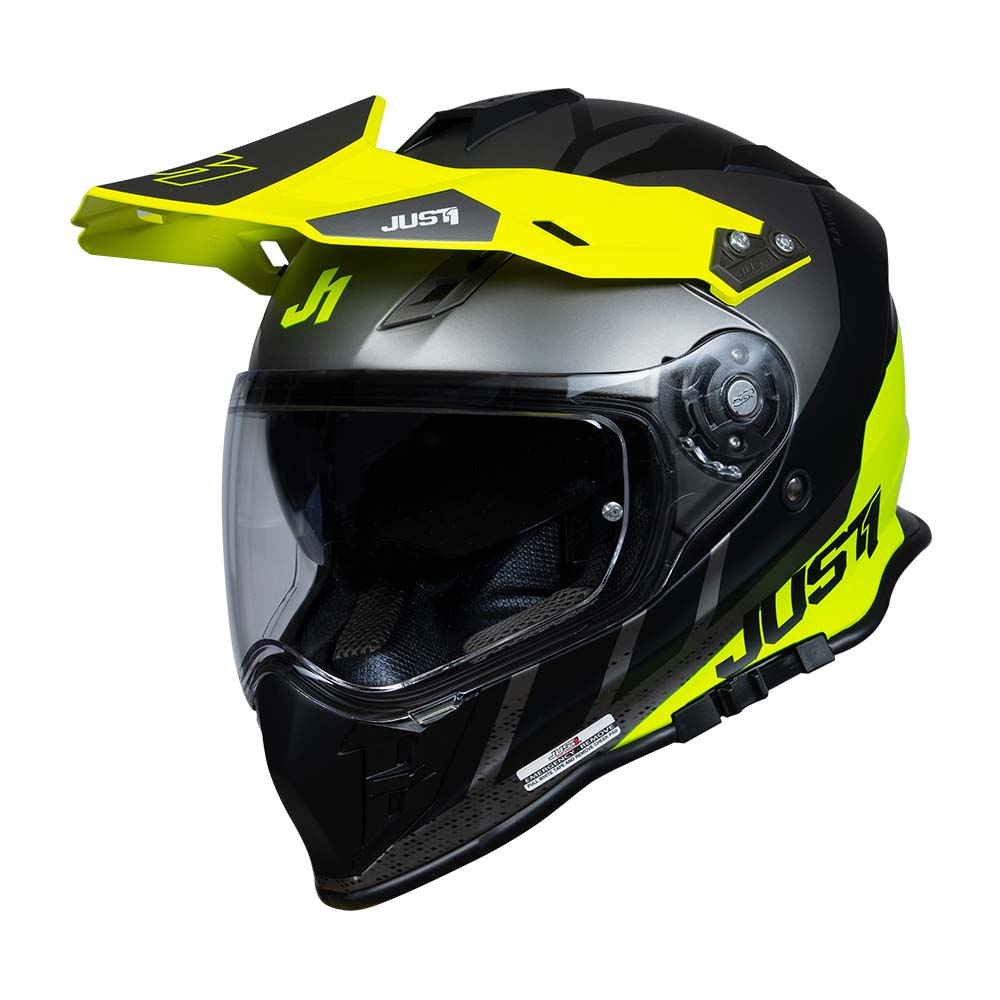 Casco Touring con Visiera JUST1 J34 PRO TOUR Nero Rosso Fluo - Opaco -  Evomotor