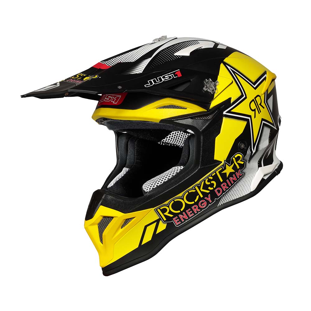 Just1 J39 High Quality Thermoplastic Resin Shell Off-Road MX Helmets / Dot & ECE Certified / J.1.E.R. System Matte / Rockstar / X-Large